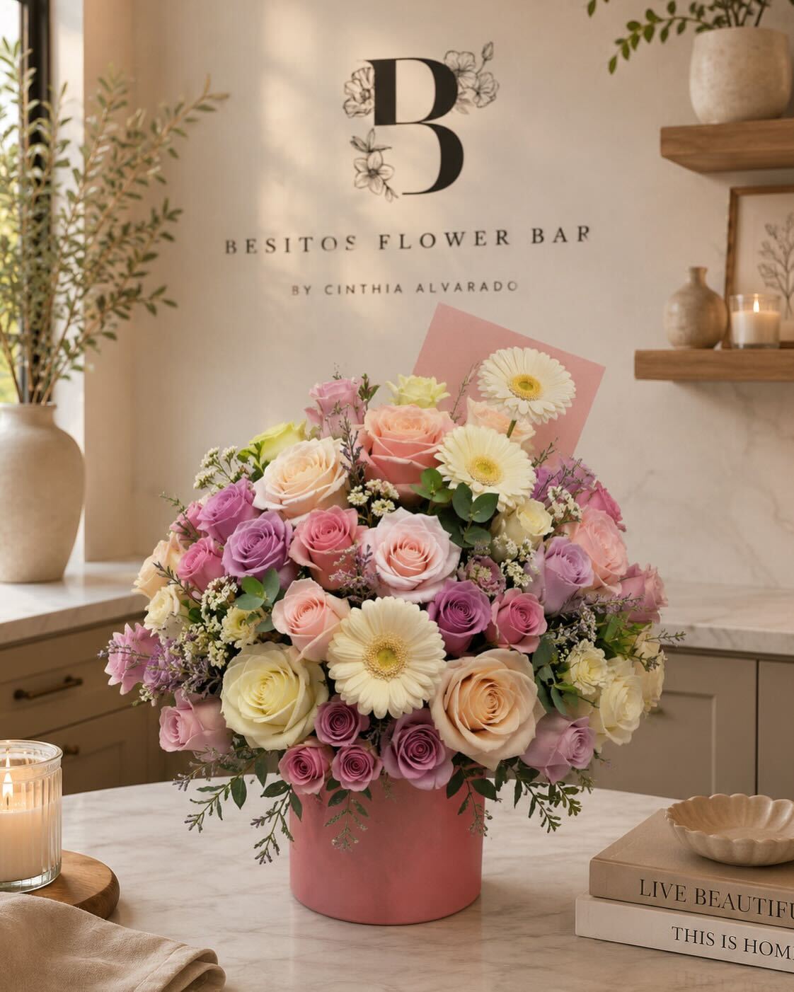 Lavender Besos — Pastel Rose Arrangement